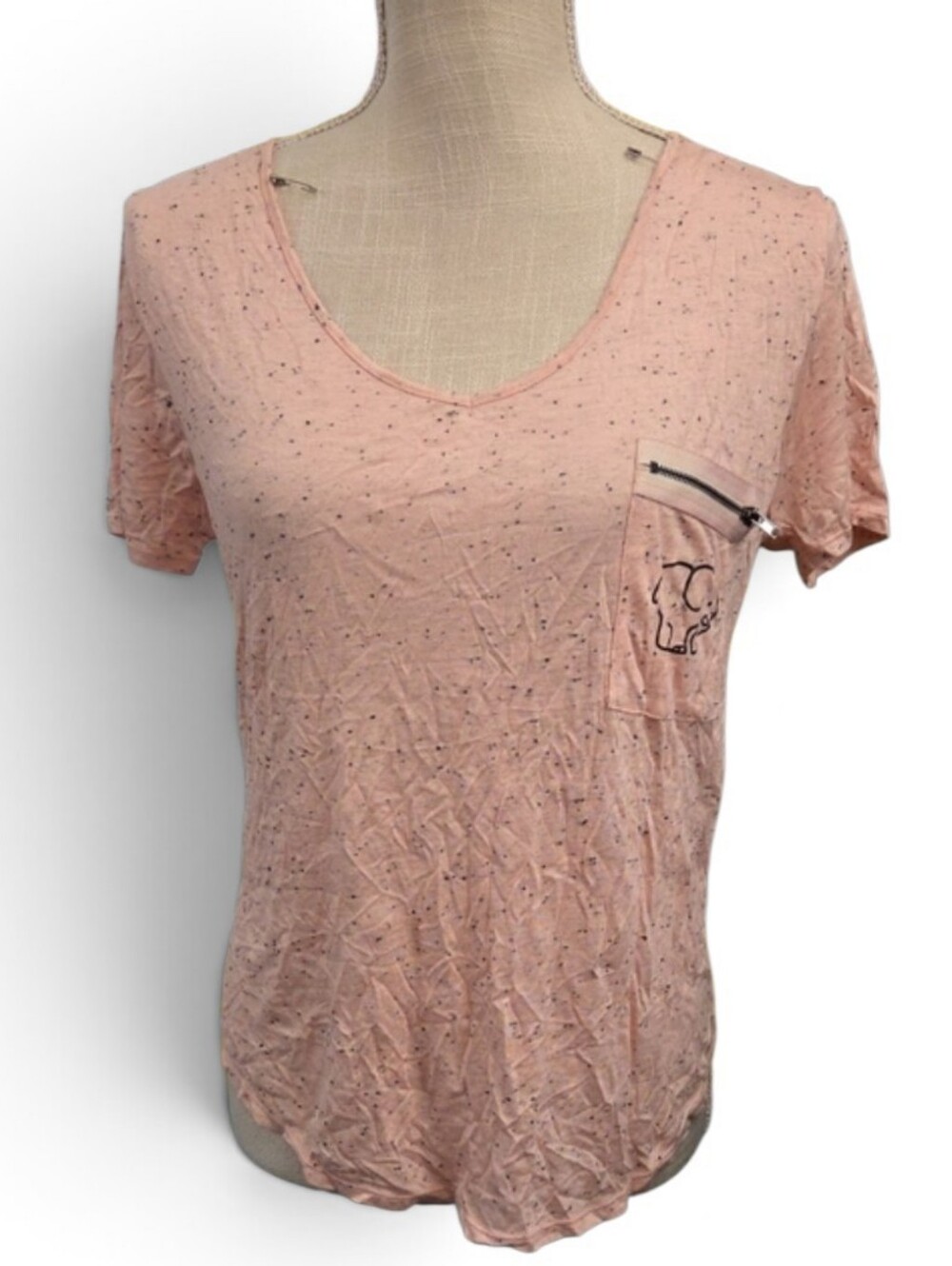 Ivory Ella Light Pink Pocket Tee with Elephant Logo Detail